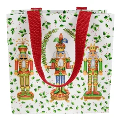 Caspari Christmas Gift & Bottle Bags|Gift & Bottle Bags|Nutcracker Christmas White Small Square Gift Bag - 1 Each