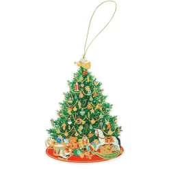 Caspari Christmas Gift Tags & Labels|Gift Tags & Enclosure Cards|Oh Christmas Tree Decorative Die-Cut Gift Tag - 4 Per Package