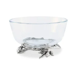 Vagabond House Kitchen Essentials|Serving Platters & Bowls|Olive Grove Glass & Pewter Bowl