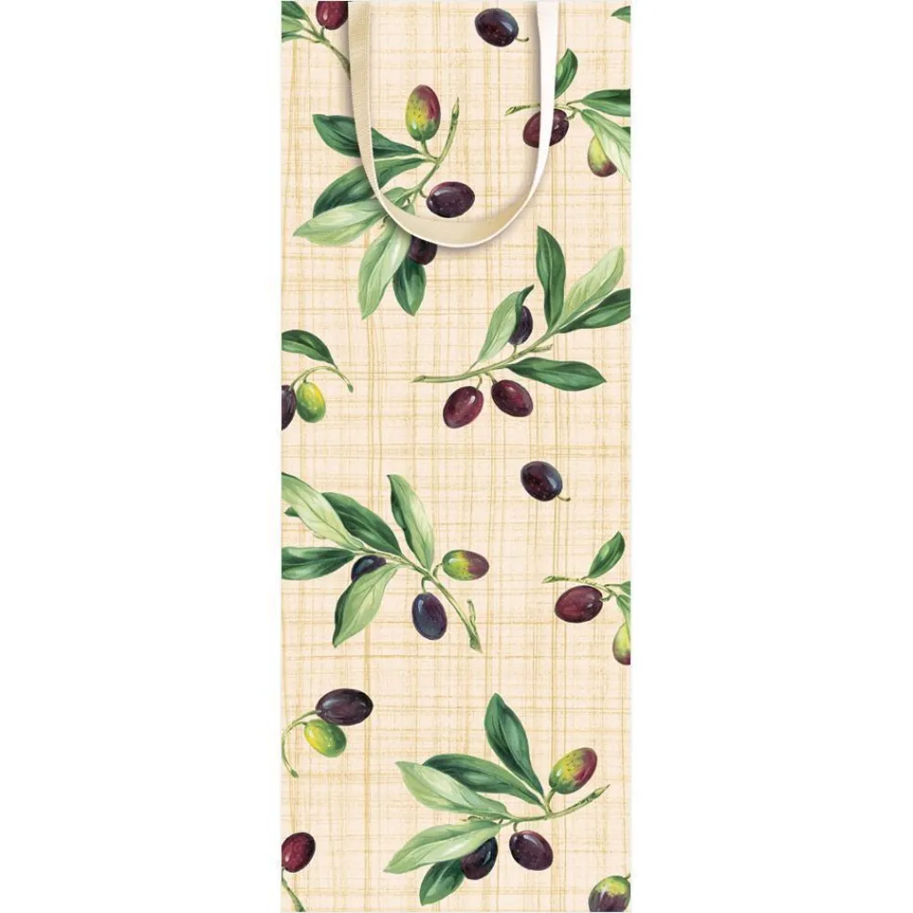 Caspari Gift & Bottle Bags|Olive Grove Wine & Bottle Gift Bag in Natural - 1 Each