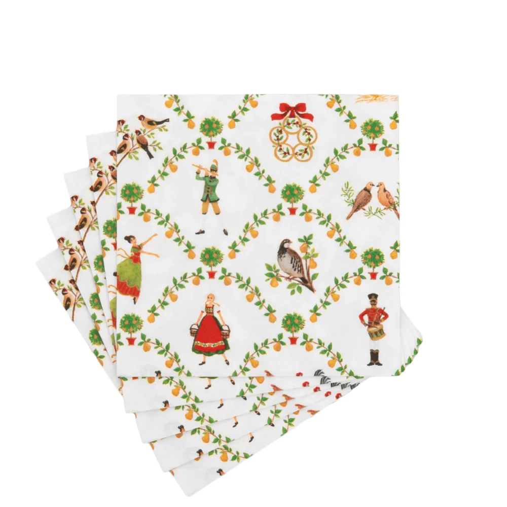 Caspari Paper Cocktail Napkins|On The Twelfth Day Cocktail Napkins - includes 12 Cocktail Napkins