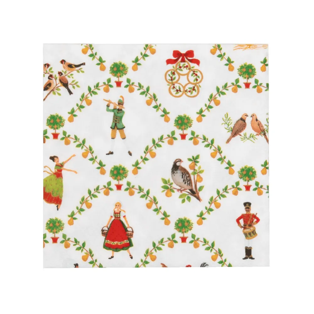 Caspari Paper Cocktail Napkins|On The Twelfth Day Cocktail Napkins - includes 12 Cocktail Napkins