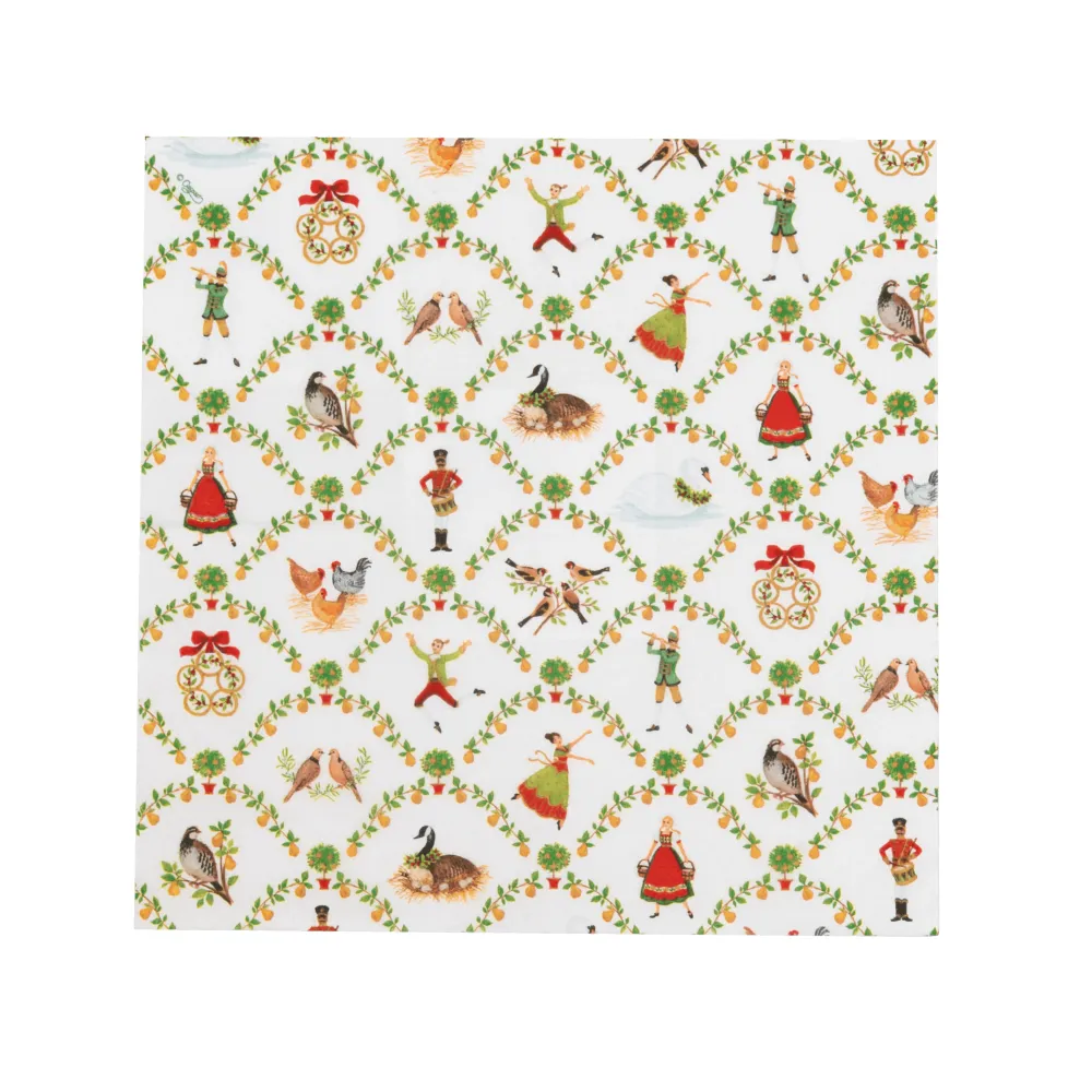Caspari Paper Cocktail Napkins|On The Twelfth Day Cocktail Napkins - includes 12 Cocktail Napkins