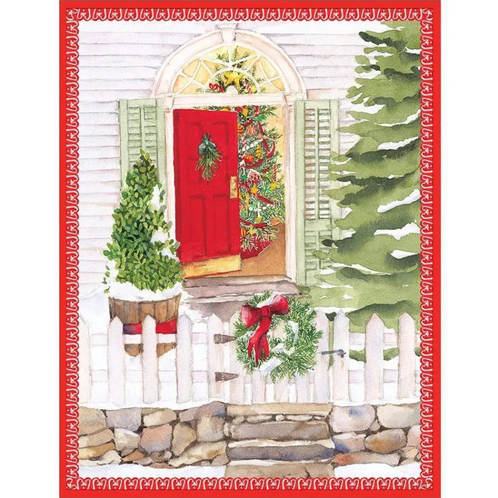 Caspari Christmas And Holiday Cards|Boxed Holiday Cards|Open Door Classic Boxed Christmas Cards - includes 15 cards & envelopes