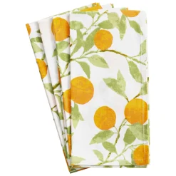 Caspari Kitchen Essentials|Table Linens|Orange Grove Cotton Dinner Napkins - Set of 4