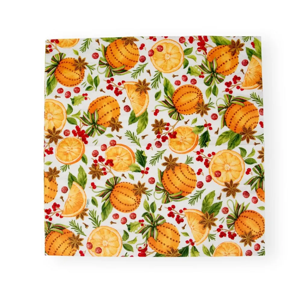 Caspari Christmas Napkins|Paper Luncheon Napkins|Orange Spice Paper Luncheon Napkins - 20 Per Package