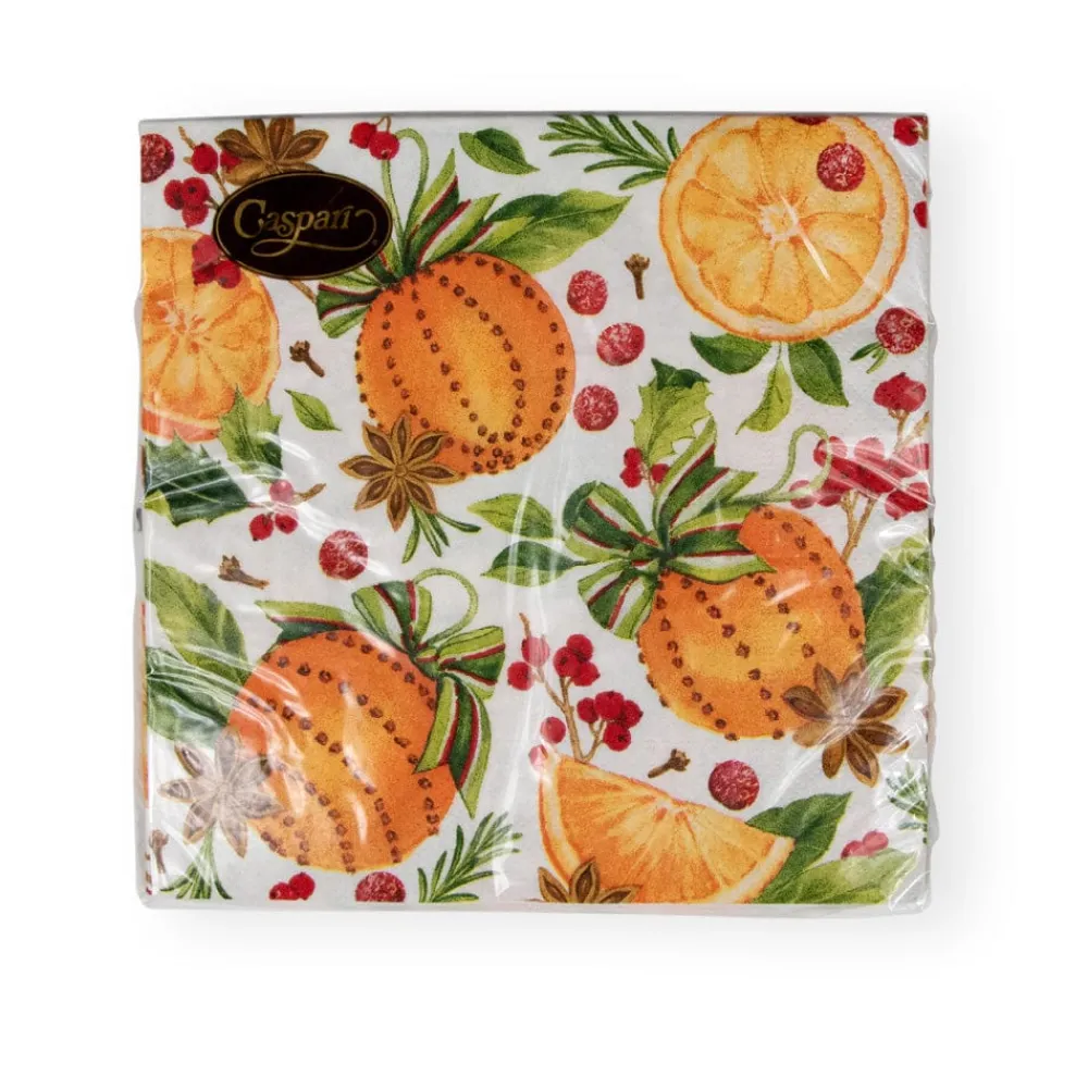 Caspari Christmas Napkins|Paper Luncheon Napkins|Orange Spice Paper Luncheon Napkins - 20 Per Package