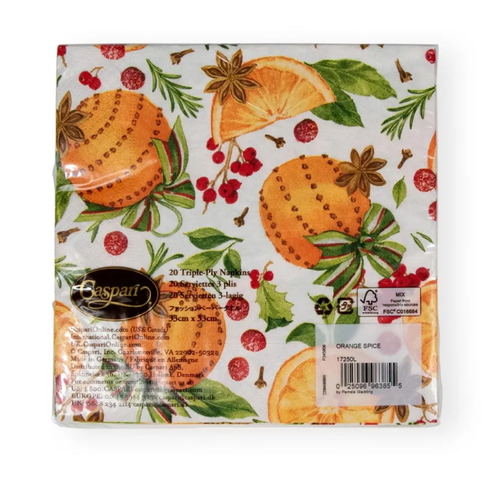 Caspari Christmas Napkins|Paper Luncheon Napkins|Orange Spice Paper Luncheon Napkins - 20 Per Package