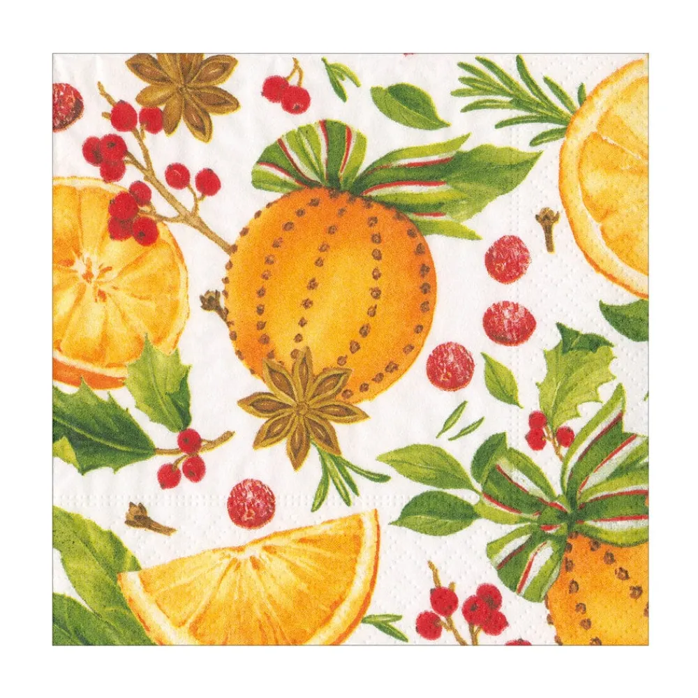 Caspari Christmas Napkins|Paper Luncheon Napkins|Orange Spice Paper Luncheon Napkins - 20 Per Package