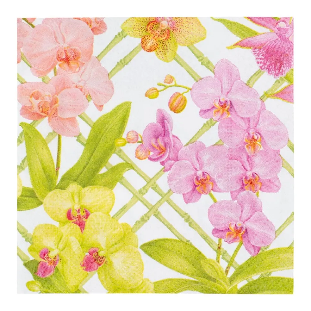 Caspari Paper Cocktail Napkins|Orchid Conservatory Cocktail Napkins - 20 Per Package