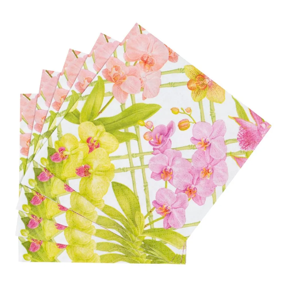Caspari Paper Cocktail Napkins|Orchid Conservatory Cocktail Napkins - 20 Per Package