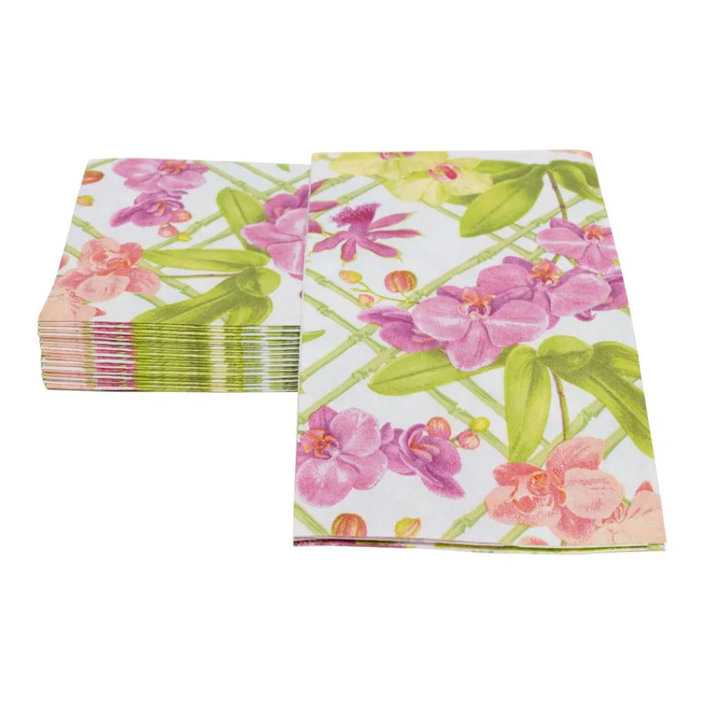 Caspari Paper Guest Towels|Orchid Conservatory Guest Towel Napkins - 15 Per Package