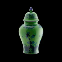 Ginori 1735 Summer Picnic|Fine Porcelain|Oriente Italiano Potiche Vase in Malachite 15" - 1 Each