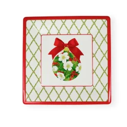 Caspari Christmas Plates|Paper Dinner Plates|Ornament and Trellis Paper Dinner Plates - 8 Per Package