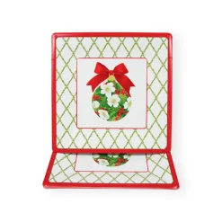 Caspari Christmas Plates|Paper Dinner Plates|Ornament and Trellis Paper Dinner Plates - 8 Per Package