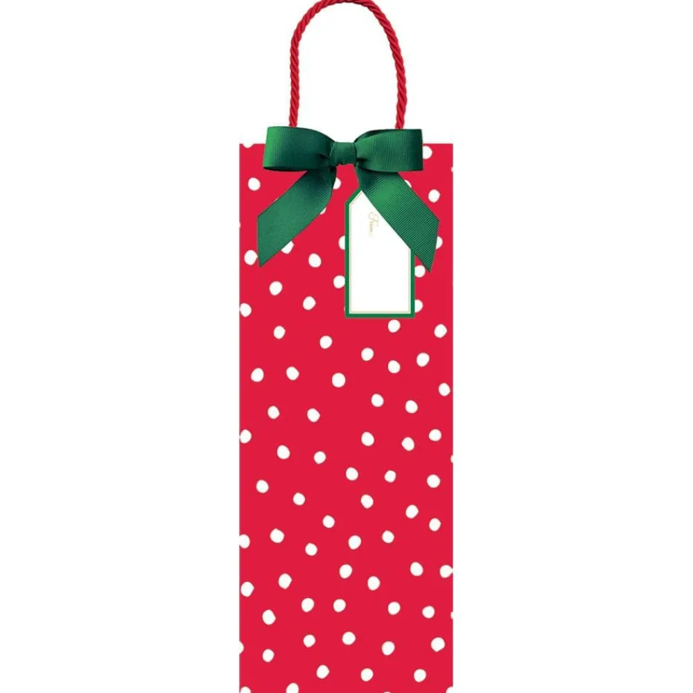 Caspari Christmas Gift & Bottle Bags|Gift & Bottle Bags|Painted Dots Wine & Bottle Gift Bag - 1 Each