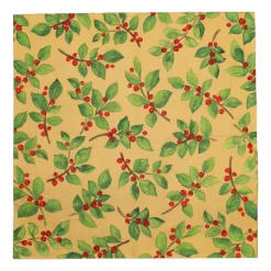 Caspari Paper Luncheon Napkins|Painted Holly Gold Recycled Luncheon Napkins - includes 20 Luncheon Napkins