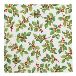 Caspari Paper Luncheon Napkins|Painted Holly White Recycled Luncheon Napkins - includes 20 Luncheon Napkins