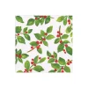 Caspari Paper Cocktail Napkins|Painted Holly White Recycled Cocktail Napkins - includes 20 Cocktail Napkins