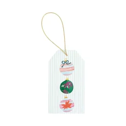 Caspari Christmas Gift Tags & Labels|Gift Tags & Enclosure Cards|Painted Ornaments Classic Foil Gift Tags - 4 Per Package