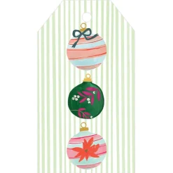 Caspari Christmas Gift Tags & Labels|Gift Tags & Enclosure Cards|Painted Ornaments Classic Foil Gift Tags - 4 Per Package