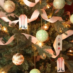 Caspari Christmas Gift Tags & Labels|Gift Tags & Enclosure Cards|Painted Ornaments Classic Foil Gift Tags - 4 Per Package