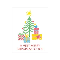 Caspari Christmas Gift Tags & Labels|Gift Tags & Enclosure Cards|Painted Trees and Gifts Enclosure Cards - 4 Mini Cards & 4 Envelopes