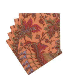 Caspari Paper Cocktail Napkins|Paisley Leaves Coral Cocktail Napkins - includes 20 Cocktail Napkins