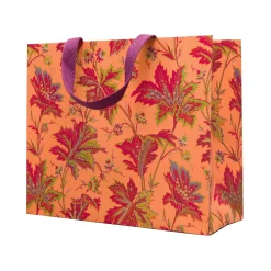 Caspari Gift & Bottle Bags|Paisley Leaves Coral Gift Bags - includes 1 Gift Bags