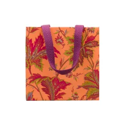Caspari Gift & Bottle Bags|Paisley Leaves Coral Gift Bags - includes 1 Gift Bags
