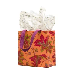 Caspari Gift & Bottle Bags|Paisley Leaves Coral Gift Bags - includes 1 Gift Bags