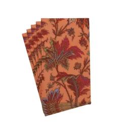 Caspari Paper Guest Towels|Paisley Leaves Coral Guest Towels - includes 15 Guest Towels
