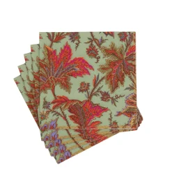 Caspari Paper Cocktail Napkins|Paisley Leaves Sage Green Cocktail Napkins - includes 20 Cocktail Napkins
