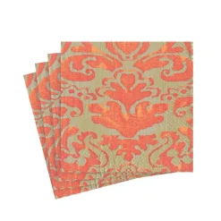 Caspari Christmas Napkins|Paper Cocktail Napkins|Palazzo Paper Cocktail Napkins in Coral - 20 Per Package