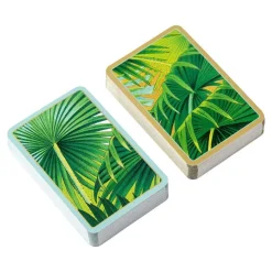Caspari Bridge|Palm Fronds Large Type Bridge Gift Set - 2 Playing Card Decks & 2 Score Pads