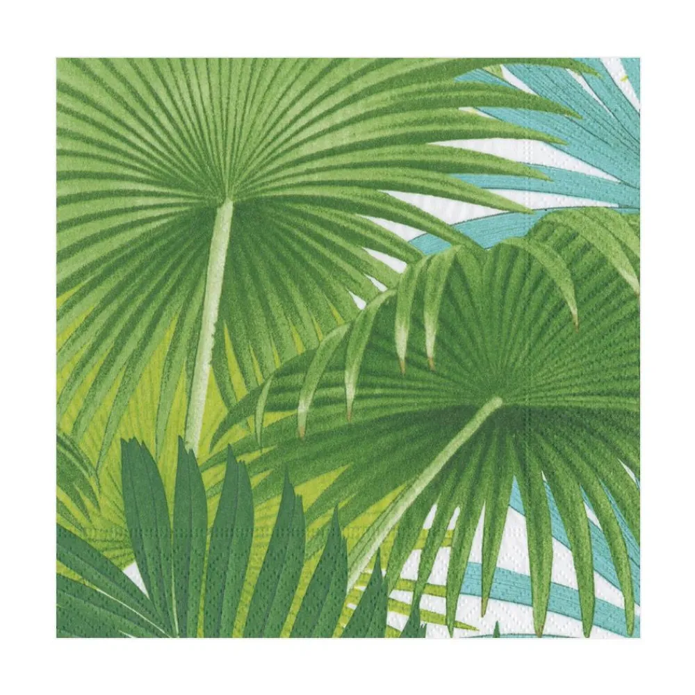 Caspari Paper Luncheon Napkins|Palm Fronds Paper Luncheon Napkins in White - 20 Per Package