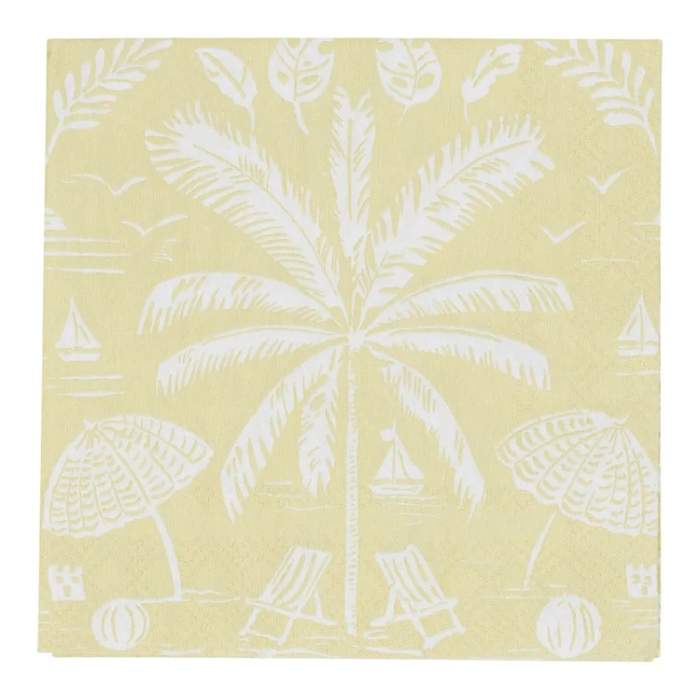 Caspari Paper Cocktail Napkins|Palms And Parasols Key Lime Cocktail Napkins - 20 Per Package