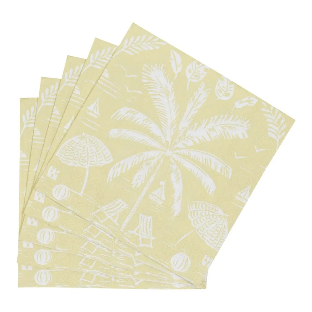 Caspari Paper Cocktail Napkins|Palms And Parasols Key Lime Cocktail Napkins - 20 Per Package
