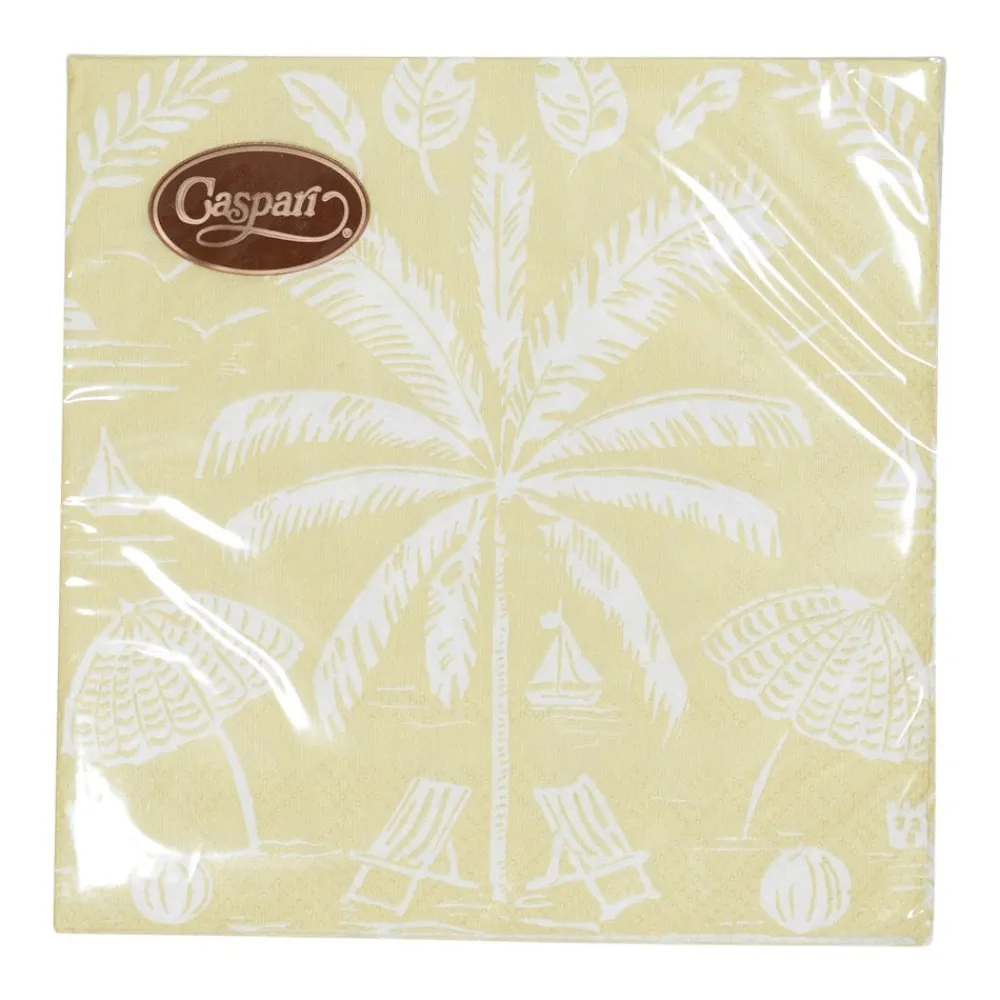 Caspari Paper Cocktail Napkins|Palms And Parasols Key Lime Cocktail Napkins - 20 Per Package