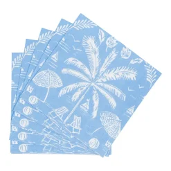 Caspari Paper Cocktail Napkins|Palms And Parasols Ocean Cocktail Napkins - 20 Per Package