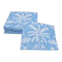 Caspari Paper Cocktail Napkins|Palms And Parasols Ocean Cocktail Napkins - 20 Per Package