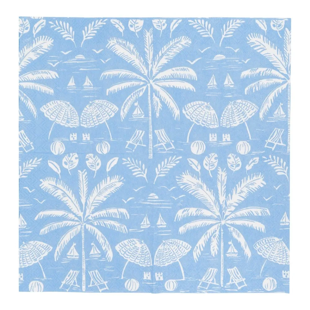 Caspari Paper Cocktail Napkins|Palms And Parasols Ocean Cocktail Napkins - 20 Per Package