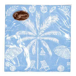 Caspari Paper Cocktail Napkins|Palms And Parasols Ocean Cocktail Napkins - 20 Per Package