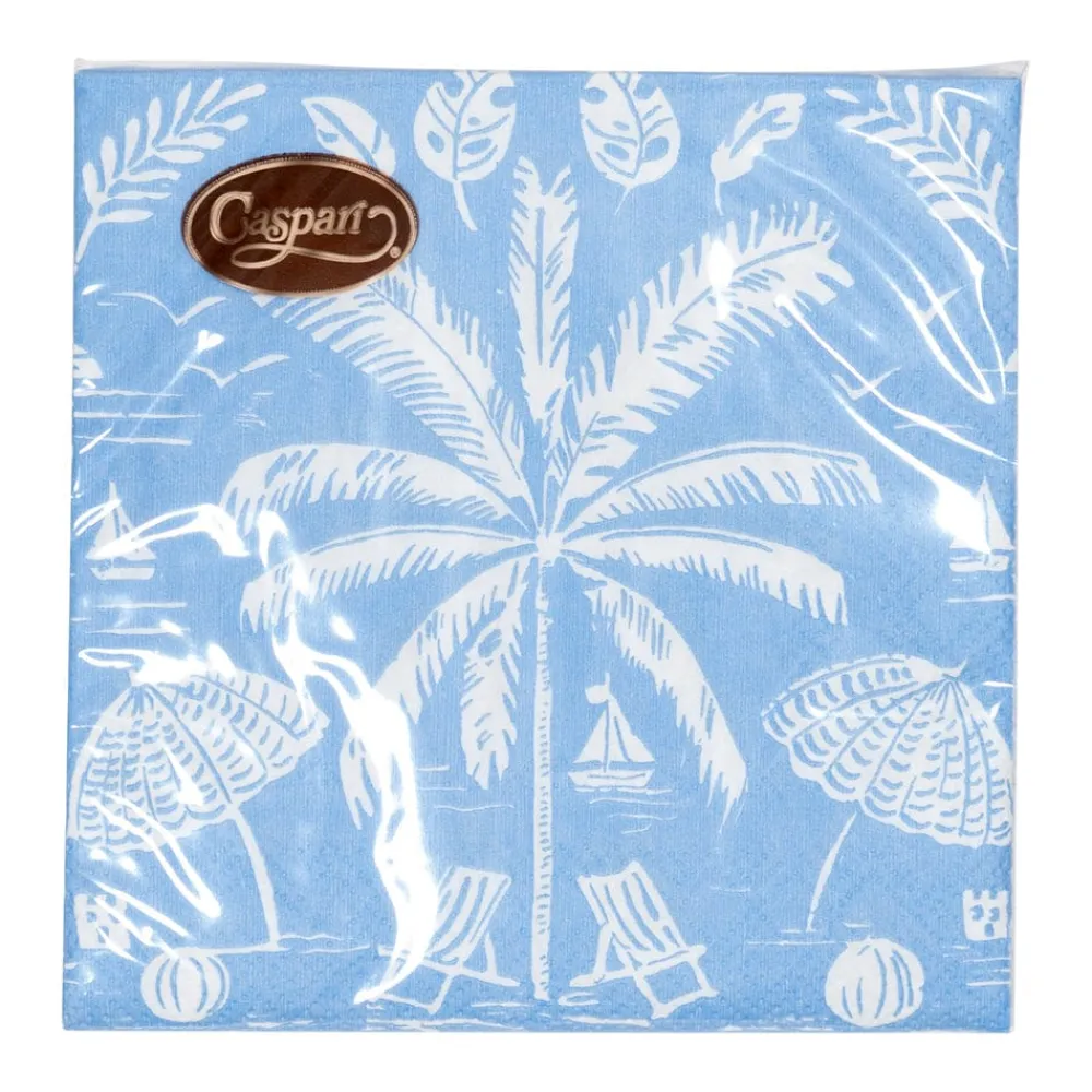 Caspari Paper Cocktail Napkins|Palms And Parasols Ocean Cocktail Napkins - 20 Per Package