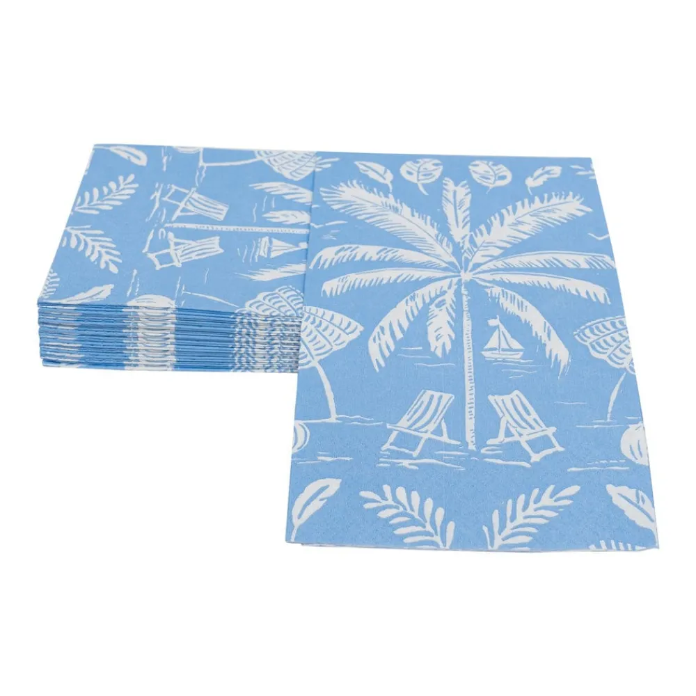 Caspari Paper Guest Towels|Palms And Parasols Ocean Guest Towel Napkins - 15 Per Package