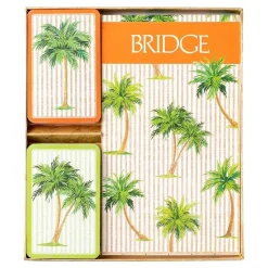 Caspari Bridge|Palms Bridge Gift Set - 2 Playing Card Decks & 2 Score Pads