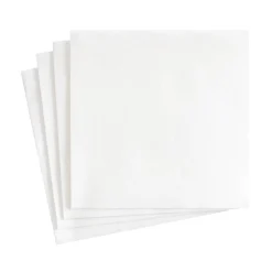 Caspari Christmas Napkins|Cocktail Party|Paper Linen Solid Cocktail Napkins in White - 15 Per Package