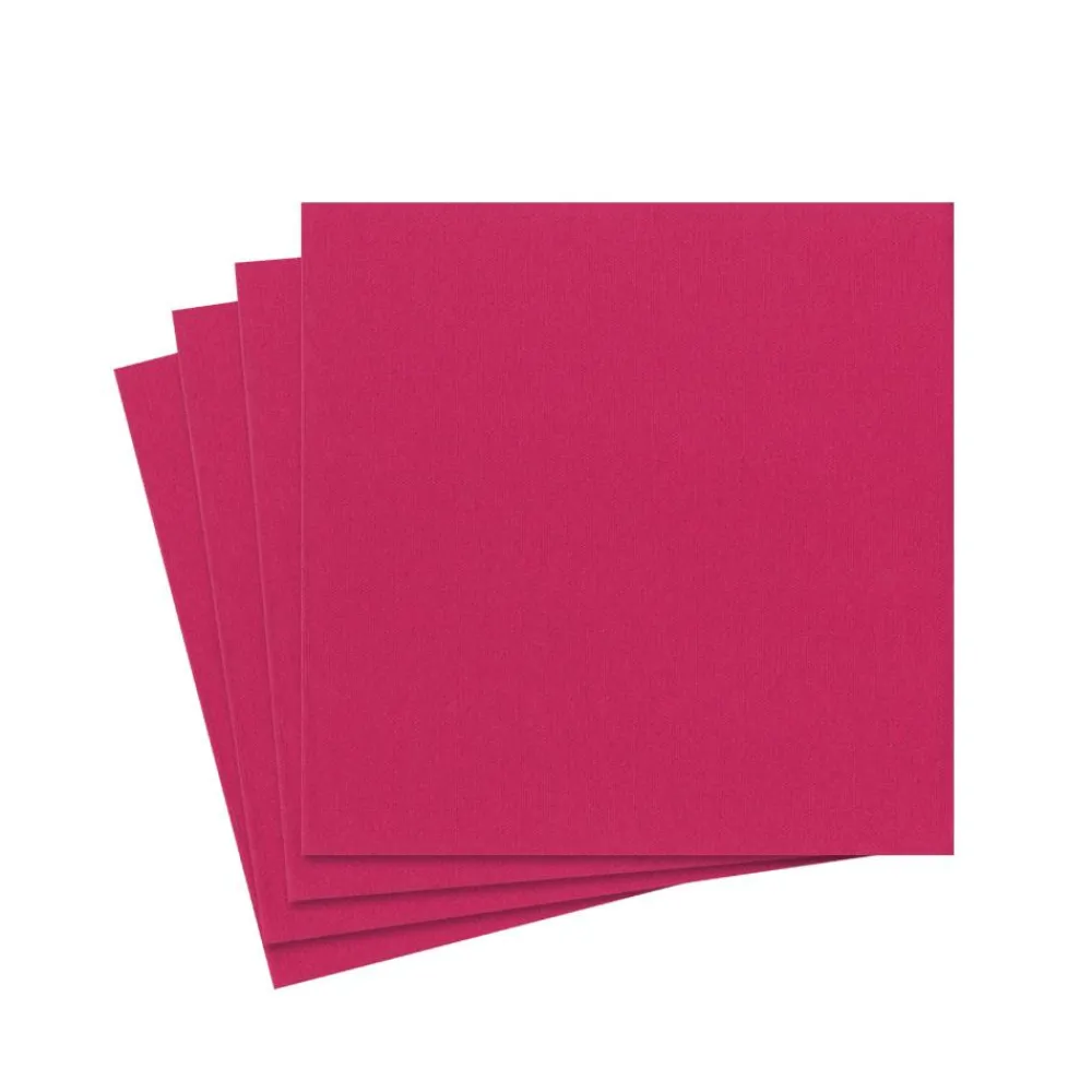 Caspari Bridal Shower|Paper Cocktail Napkins|Paper Linen Solid Cocktail Napkins in Fuchsia - 15 Per Package