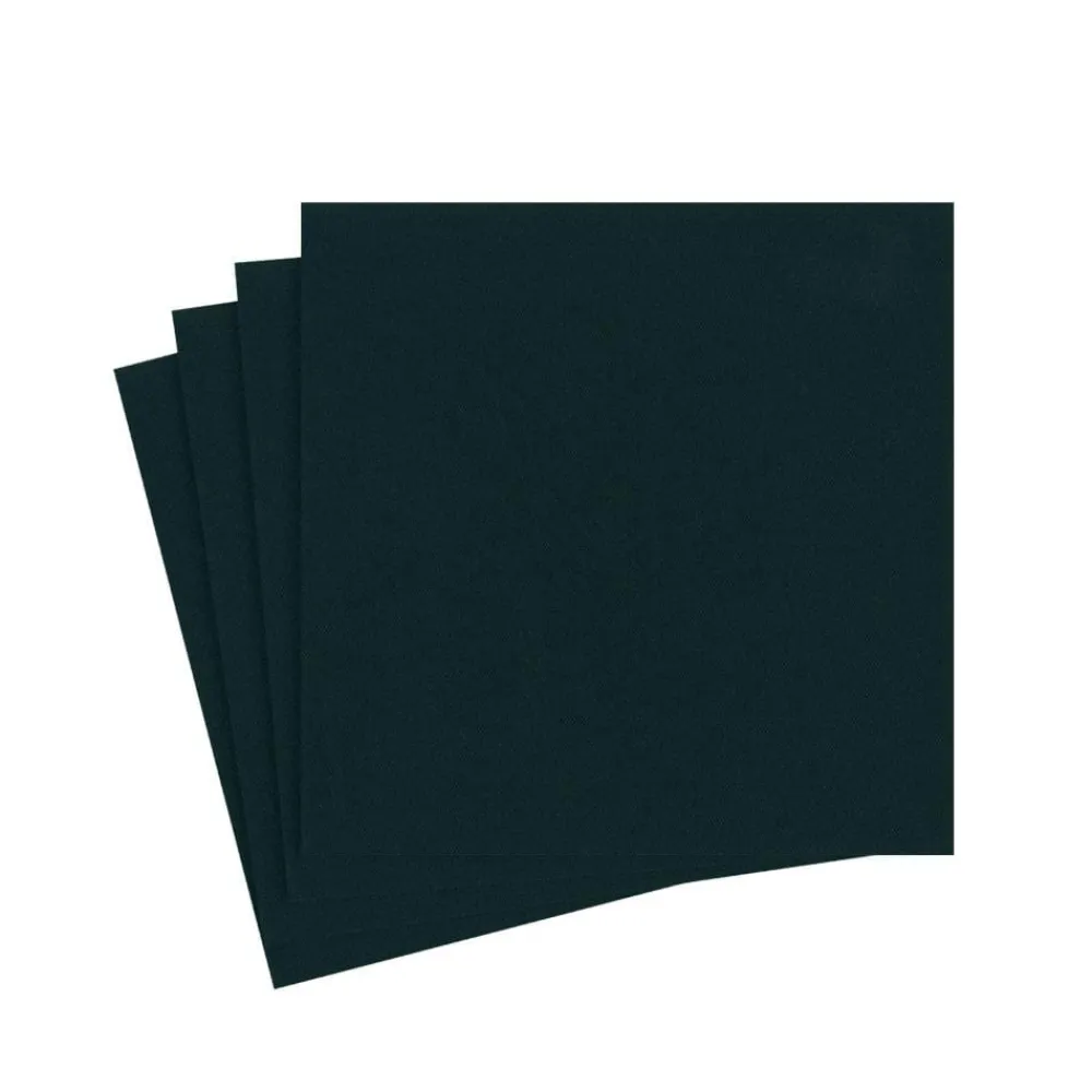 Caspari Cocktail Party|Graduation Celebration|Paper Linen Solid Cocktail Napkins in Black - 15 Per Package