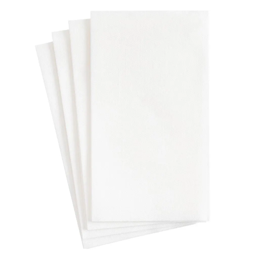 Caspari Christmas Napkins|Bridal Shower|Paper Linen Solid Guest Towel Napkins in White - 12 Per Package